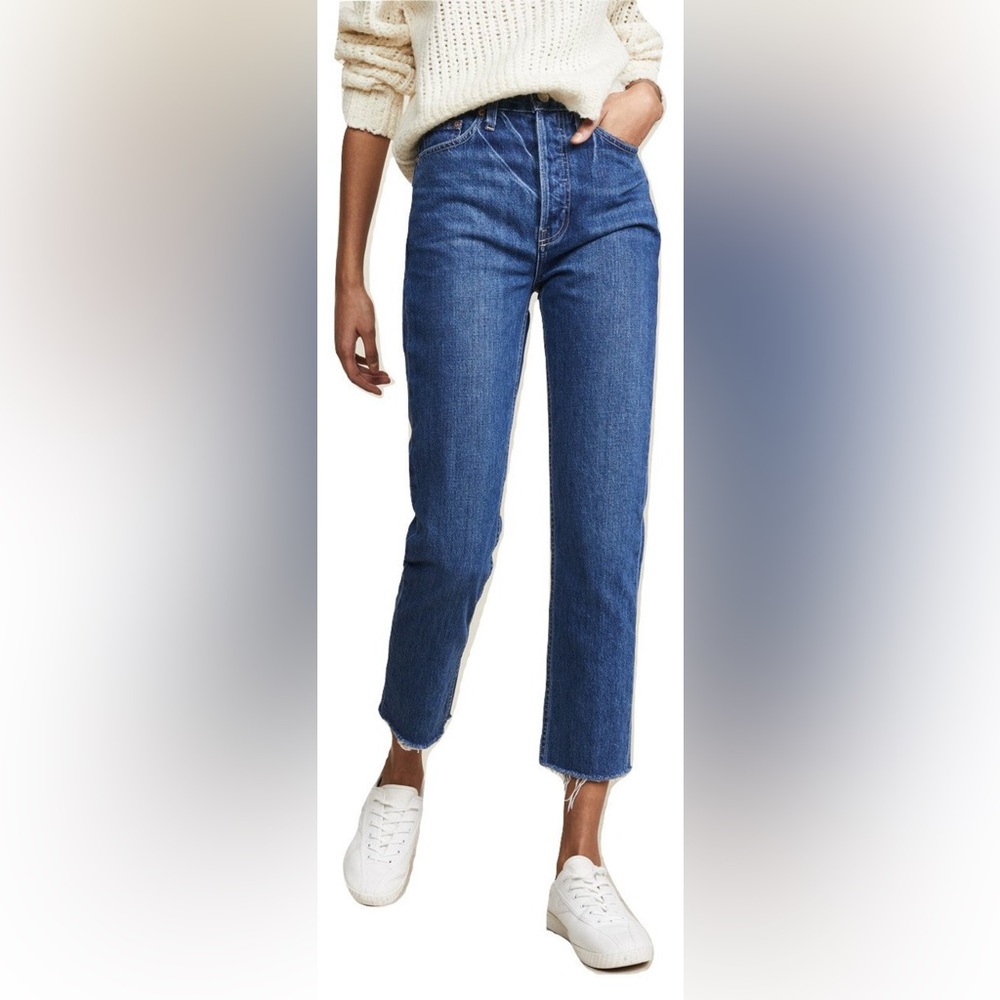 TRAVE Harper Longview Jeans 26 High Rise Straight Raw‎ Hem Minimalist  (0525)